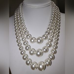 Vintage  Japan Faux Pearl Multi Layer Necklace